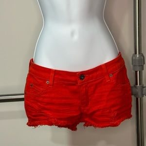 Low rise red shorts